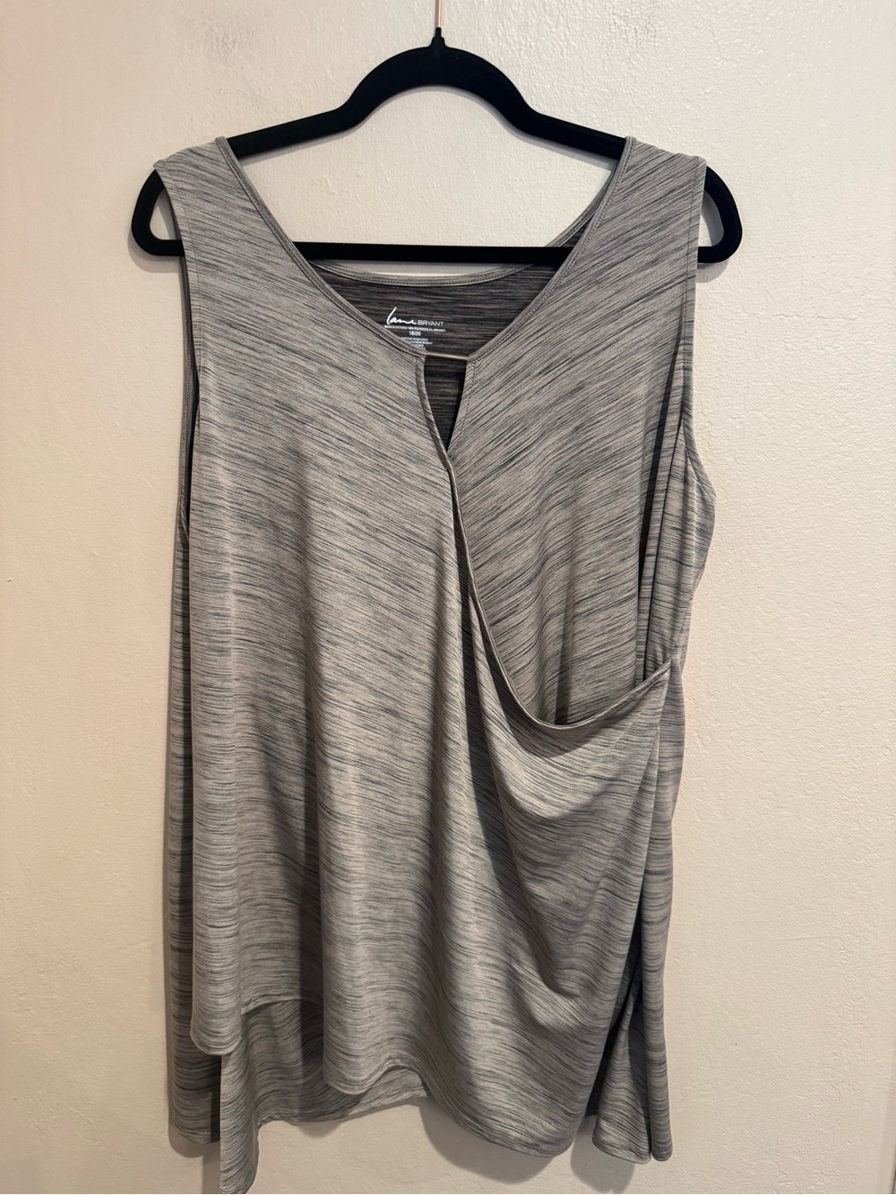 Lane Bryant Draped Muted Gold and Black Asymmetrical Sleeveless Tank Top